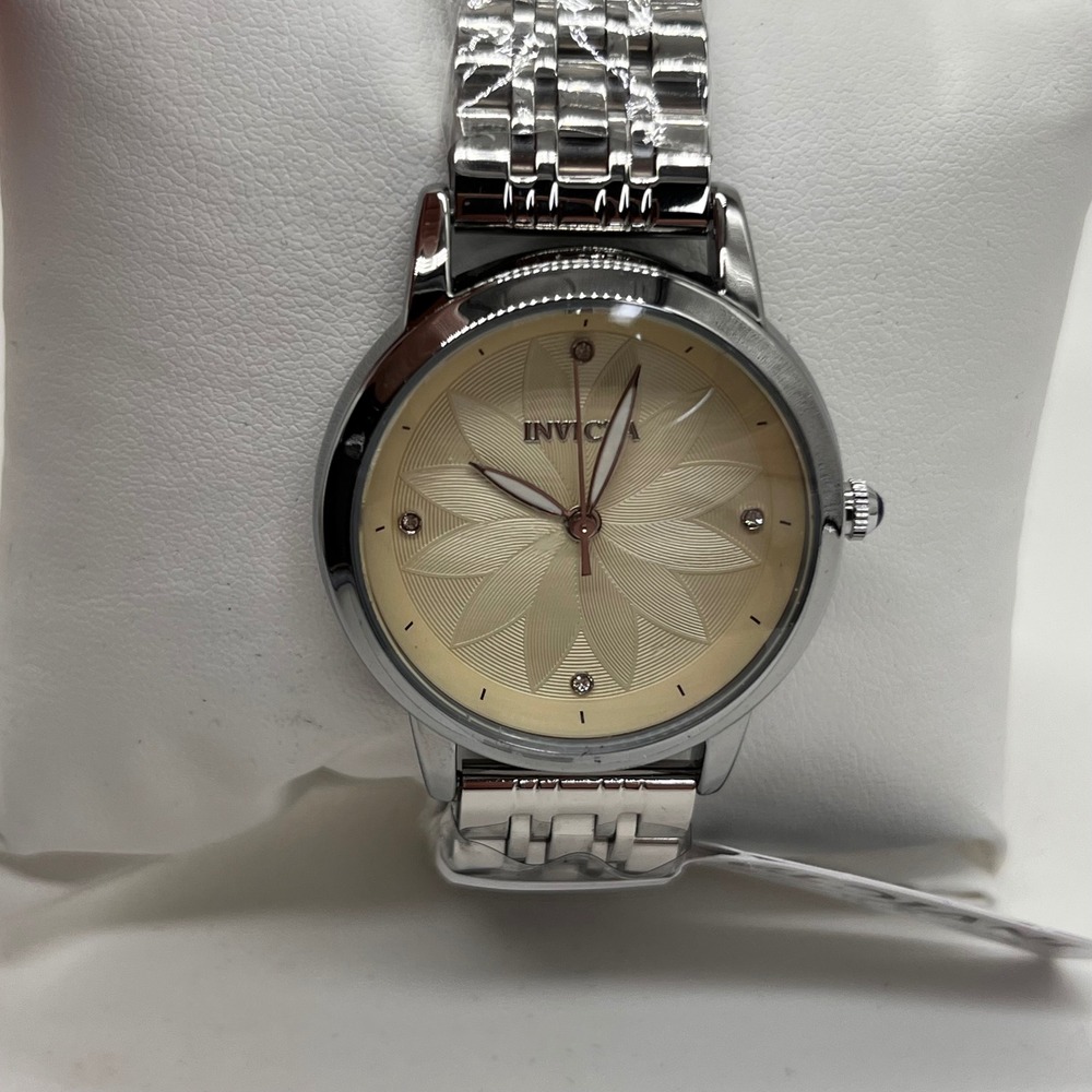 Invicta Watch Floral Sunburst Dial Crystal Accents 69308 Silver Champagne‎